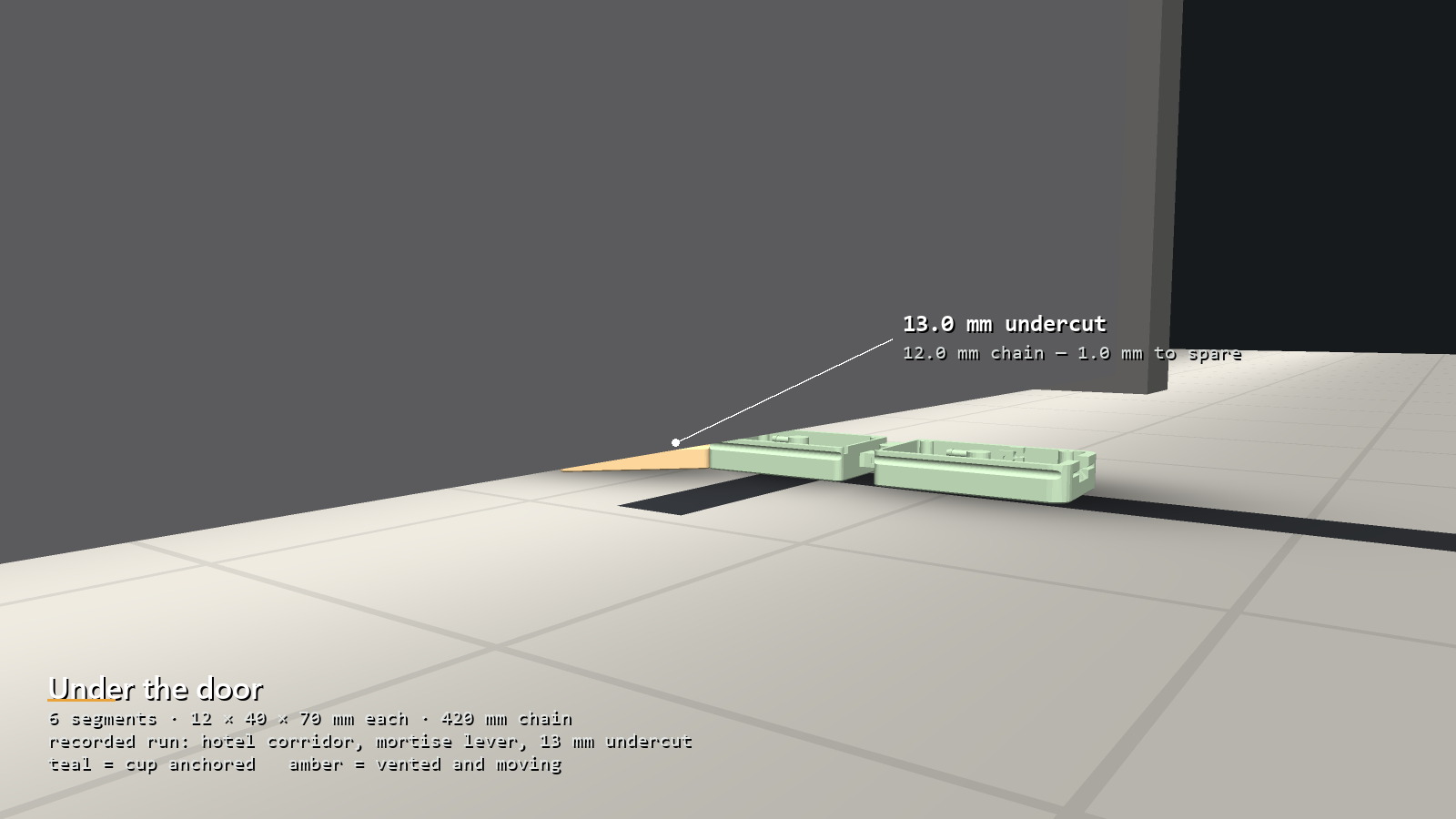 Snake robot passing under a door
